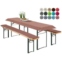 Heimtexland ® Bierzeltgarnitur Auflagen Set 3-teilig Tischdecke Bierbankauflage Polster
