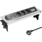 Elbe Inno Einbausteckdose 3-fach Schwarz 2 St.