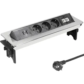 Elbe Inno Einbausteckdose 3-fach Schwarz 2 St.