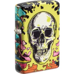 Zippo Feuerzeug ZIPPO Benzinfeuerzeug "Skull Design" in bunt color 540° bunt