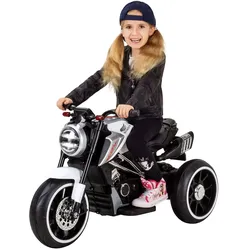 Kindermotorrad Cruiserbike, Motorsound, Bremsautomatik, 36 Watt, 2x 6 Volt, Hartplastikreifen, LED (Weiß)