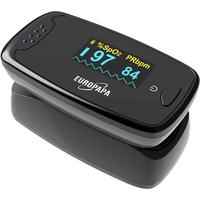 EUROPAPA Pulsoximeter,Fingerpulsoximeter,Oximeter ideal zur schnellen Messung der Sauerstoffsättigung (SpO2)-Einfacher Pulsmesser für Erwachsene–OLED Anzeige (Schwarz)