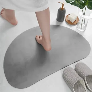Kieselgur Stein Badematte rutschfeste Anti Schimmel Schnelltrocknende Gummi Badezimmermatten Einfarbige Kieselgur waschbare Bodenmatte Super absorbierende fächerförmige Steinbadematte
