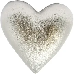 Keramik Deko Herz Silber 13 x 13 x 6 cm - Glänzende Oberfläche