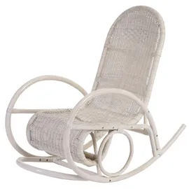 Mendler Esmeraldas, Schwingsessel Rattansessel, weiß ~ Auflage creme
