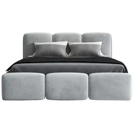 mebloland Polsterbett STAR-OM mit Bettkasten und Lattenrost - 120x200 - Silber 15