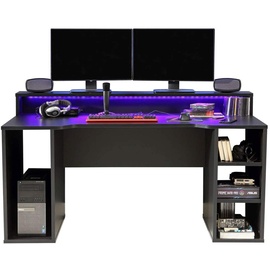 Forte Tezaur Schreibtisch inkl. RGB-Beleuchtung schwarz
