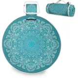 Alaza Picknickdecke, rechteckig, wasserdicht, indisches Ethno-Mandala, tragbar, faltbar, für drinnen und draußen, für Reisen, Wandern, Camping, Park, 150 cm x 145 cm