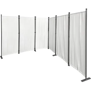 Quick Star Paravent 6 Teilig 340x165cm Stoff Raumteiler Trennwand Balkon Sichtschutz Stellwand Faltbar Weiß