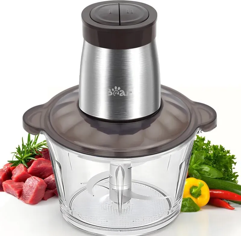 BEAR Zerkleinerer QSJ-D03W5, 2 l, 300 W, 2 Geschwindigkeitsstufen, 304er Edelstahlklingen