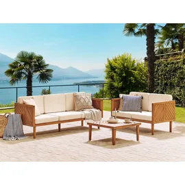 Beliani Gartensofa 3-Sitzer 200 x 80 x 75 cm Hellbraun