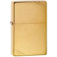 Zippo Sturmfeuerzeug - Vintage Case Brushed Brass, Base Model - Nachfüllbar - Wiederverwendbar - Windfestes Design - Geschenkbox - Made in USA