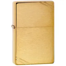 Zippo Sturmfeuerzeug - Vintage Case Brushed Brass, Base Model - Nachfüllbar - Wiederverwendbar - Windfestes Design - Geschenkbox - Made in USA