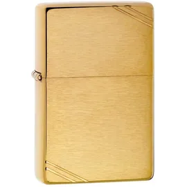 Zippo Sturmfeuerzeug - Vintage Case Brushed Brass, Base Model - Nachfüllbar - Wiederverwendbar - Windfestes Design - Geschenkbox - Made in USA