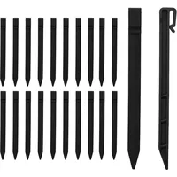 20 Stück Landschaftseinfassungen, 24,6 cm, strapazierfähig, für den Außenbereich, Kunststoff, Landschaftseinfassung, Anker-Spikes, Kunststoff-Erdspieße, Verankerungsspikes für Einfassung (20, Schwarz)