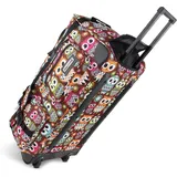 Leichte robuste Sport und Reisetasche 80-120 Liter - Trolley wasserabweisend reißfest leicht zu reinigen - 2 Rollen verstärkter Boden Farbe Retro Owl / 100 Liter