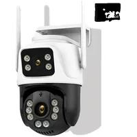 Outdoor PTZ Kamera, Dual-Lens-Technologie, Erkennung von Menschen, Kamera mit 128GB Karte, EU-Stecker