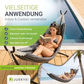 Juskys Hängematte Paya 281 x 107 x 96 cm Grau
