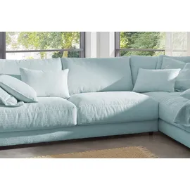 KAWOLA Ecksofa Madeline Cord Recamiere rechts hellblau