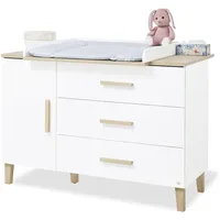 Pinolino Wickelkommode „Lumi” extrabreit, mit abnehmbarem Wickelaufsatz, 3 Schubkästen und 1 Tür, Self-Soft-Close, weiß
