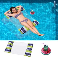 ENYACOS Aufblasbares Schwimmbett mit Aufblasbare Getränkehalter,4-in-1Loungesessel Pool Lounge luftmatratzel für Erwachsene und Kinder,Aufblasbare Wasserhängematte,aufblasbare stühle (C)