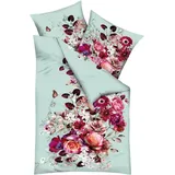 Kaeppel Bettwäsche Stella, Mako-Satin, 2 teilig, Mit Blumenmuster grün