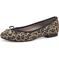 Marco Tozzi Damen Ballerinas mit Schleife Vegan, Schwarz (Black/Leo),
