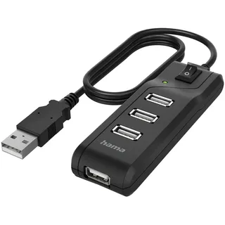 Hama USB-Hub 4 Ports USB 2.0 480MBit/s Schwarz