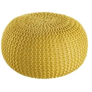 Amagohome PREMIUM Sitzhocker Pouf  ø 45cm  Strickpouf Indoor u. Outdoor - pflegeleicht & nachhaltig : gelb - freesia