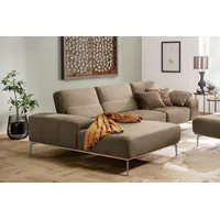 W.SCHILLIG Ecksofa run, Designsofa mit tollem Sitzkomfort, bequem, L-Form, mit elegantem Holzsockel, Füße in Silber matt, Breite 319 cm braun