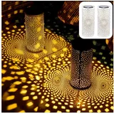 Marrakesch Orient & Mediterran Interior Laterne Metall 30 cm 2er Set Solar LED Weiß/Gold