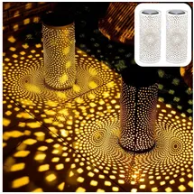 Marrakesch Orient & Mediterran Interior Laterne Metall 30 cm 2er Set Solar LED Weiß/Gold