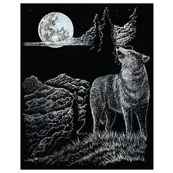 PRACHT Creatives Kratzbild Wolf & Mond silber 4016490819943 PRACHT Creatives