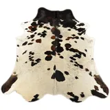 generisch KUHFELLE Online Kuhfell Stierfell Dreifarbig Braun Weiß Schwarz Tricolor Deko Fell Teppich ca. 210 x 190 cm
