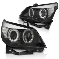Xenon Scheinwerfer CCFL Angel Eyes für BMW 5er E60 E61 03-04 Schwarz LED Blinker