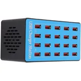 ciciglow USB Hub Ladegerät, 20 Port, 100W, USB Ladestation Mehrere Geräte, Mehrfacher Schutz, High Speed Ladeadapter, Rutschfestes Design, für Smartphones, Tablets, Blau