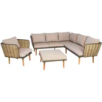 Mendler Gartengarnitur HWC-L31, Garnitur Lounge-Set Sofa Outdoor, Spun Poly