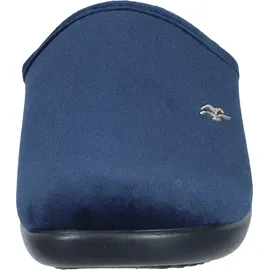 FLY FLOT Damen Pantoffel Textil Hausschuh samtig weiche Haptik und Keilabsatz, Größe:39 EU, Farbe:Blau - 39