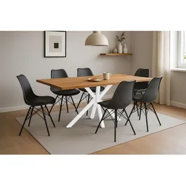 sam möbel gmbh Esstisch Baumkante 200 x 77 x 100 cm Eiche geölt/weiß