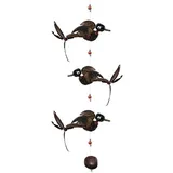 Woru Windspiel Mobile 3 Vögel aus Holz – Hängedeko für Garten Balkon Terrasse