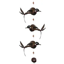 Woru Windspiel Mobile 3 Vögel aus Holz – Hängedeko für Garten Balkon Terrasse