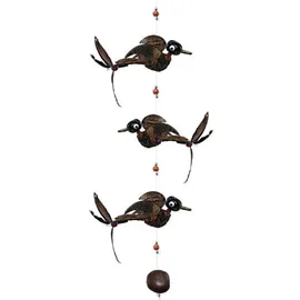 Woru Windspiel Mobile 3 Vögel aus Holz – Hängedeko für Garten Balkon Terrasse