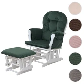 Mendler Relaxsessel HWC-C76 Cord 52 x 100 x 80 cm Grün mit Hocker