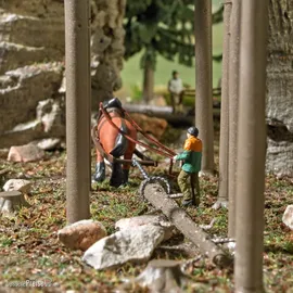 BUSCH H0 Action Set Schauholzrücken