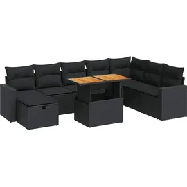 vidaXL Garten-Lounge-Set 9-tlg. schwarz