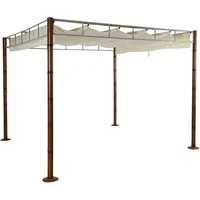 Mendler Pergola HWC-L42, Garten Pavillon Terrassenüberdachung, stabiles 7cm-Metall-Gestell 3x3m