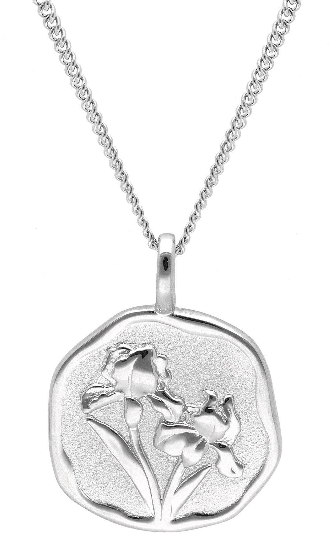 trendor 68000-02 Halskette mit Monatsblume Februar 925 Silber Rhodiniert, 40 cm