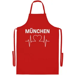 multifanshop Grillschürze - München rot - Herzschlag - Druck weiß - Schürze
