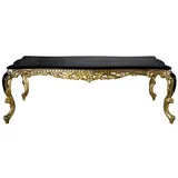 Casa Padrino Luxus Barock Esstisch Schwarz / Gold 230 x 114 x H. 80 cm - Prunkvoller Massivholz Esszimmertisch - Esszimmer Möbel im Barockstil