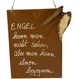 ZGM Dekoobjekt Rost Spruchtafel mit Engelsflügeln Braun